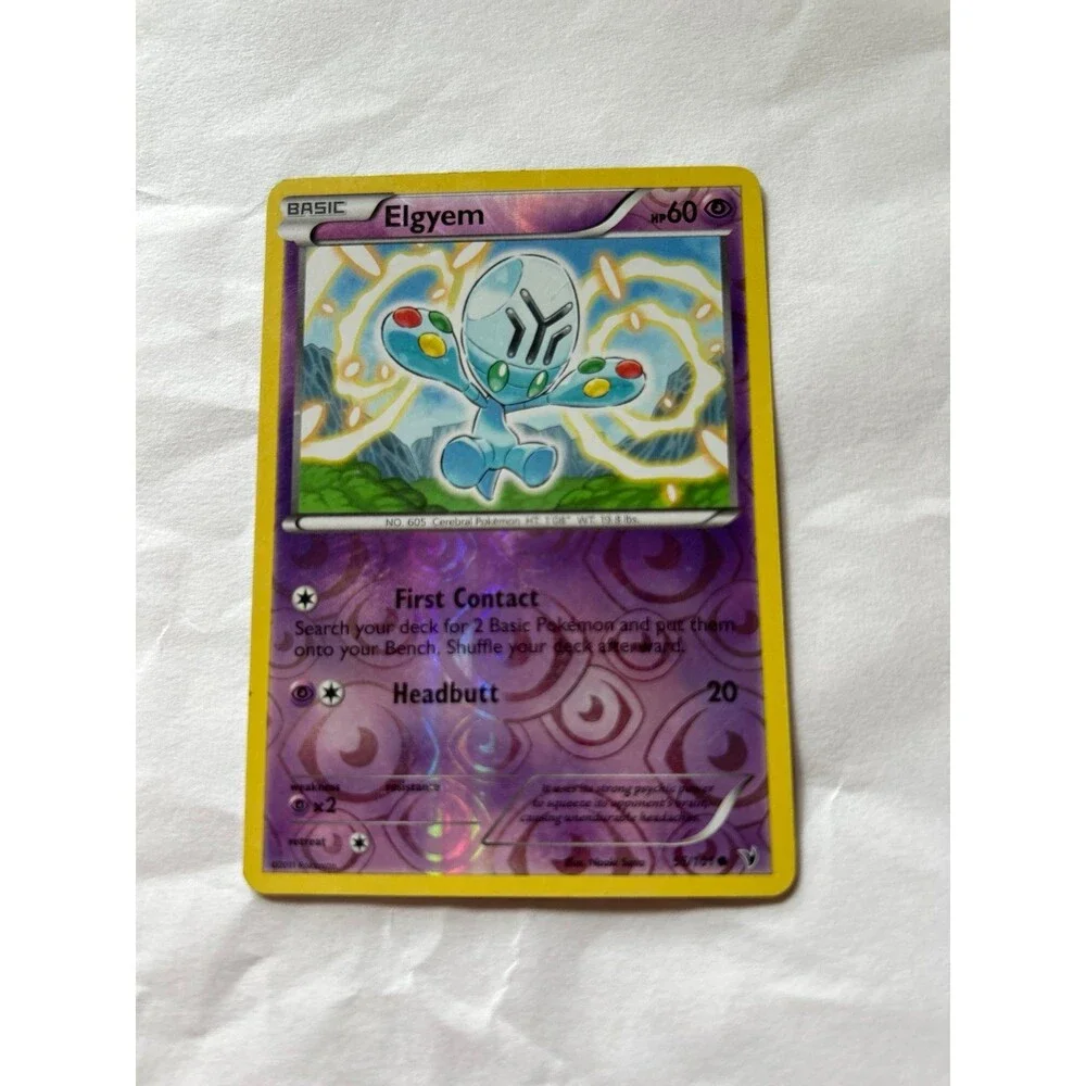2011 Pokemon Card Basic Elgyem Reverse Holo HP 60 55/101